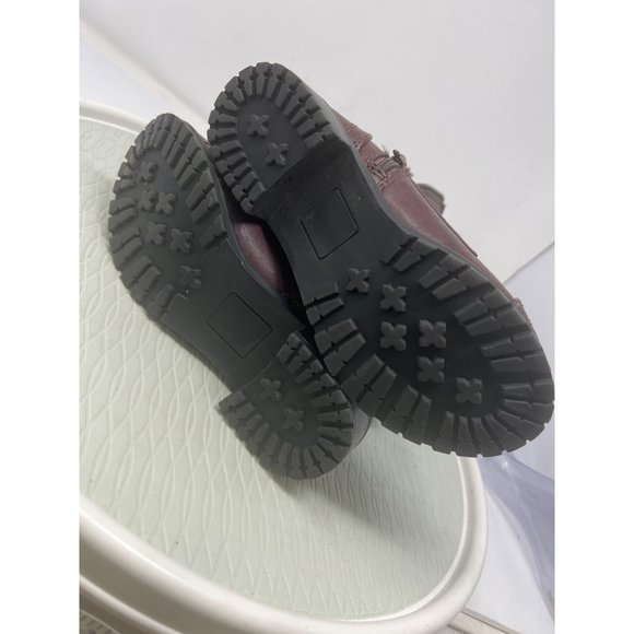 Soda Lace Up Combat Motorcycle Riding Boots Women 5 Buckle Burgundy Red Military - Picture 7 of 8